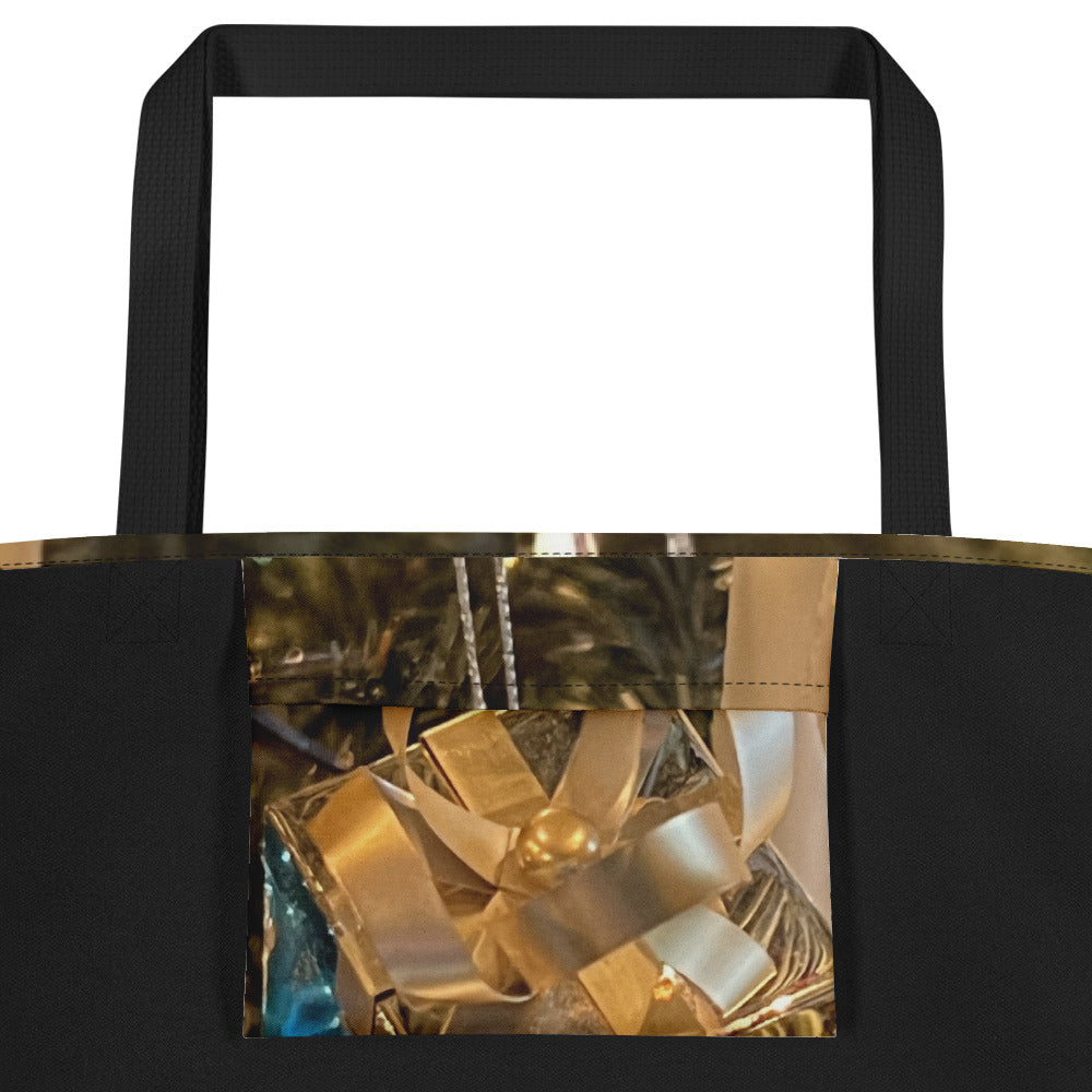 Christmas Gold Package Large Tote Bag