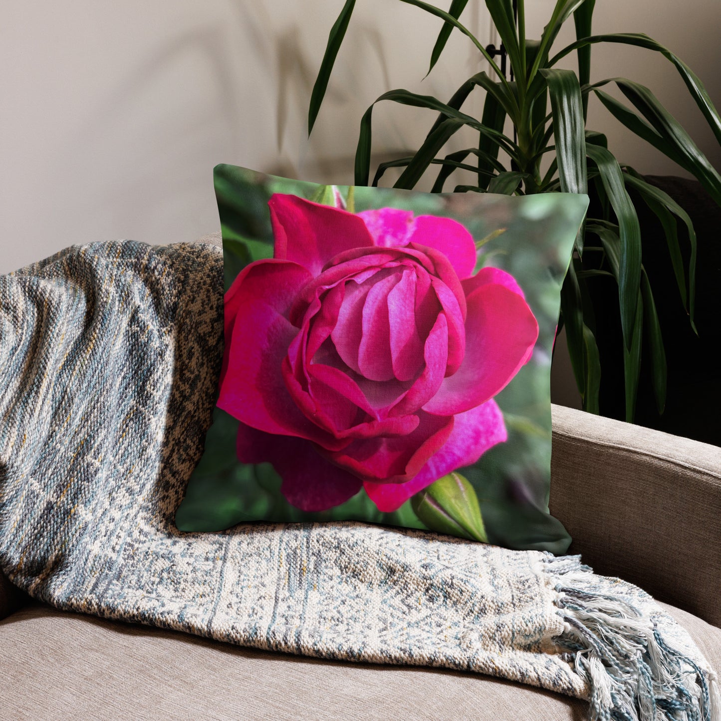 Pink Floral Premium Pillow