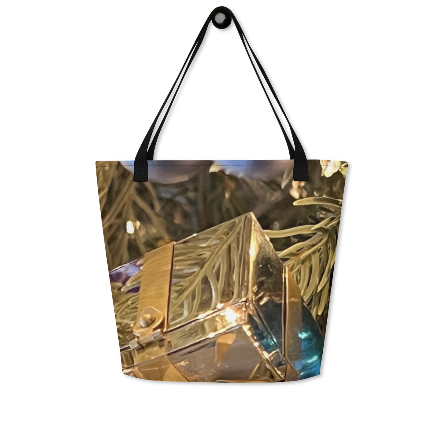 Gold Christmas Package  Large Tote Bag