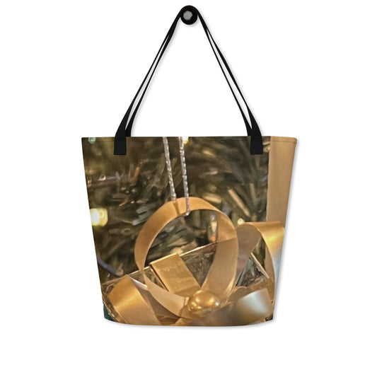 Gold Christmas Package  Large Tote Bag