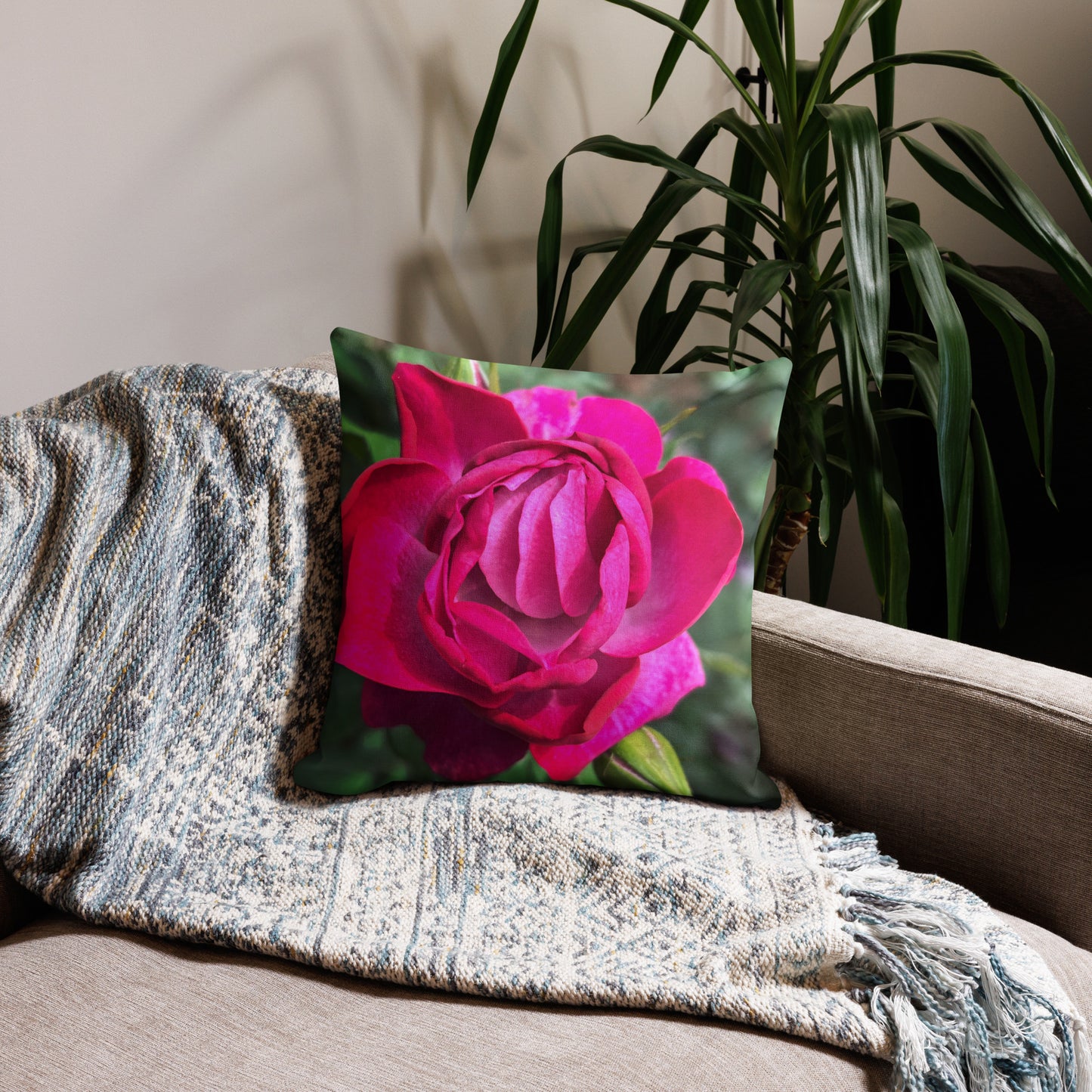 Pink Floral Premium Pillow