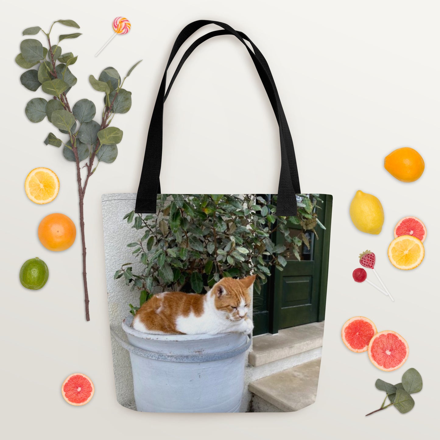 Greek Cat in Flower Pot Tote bag