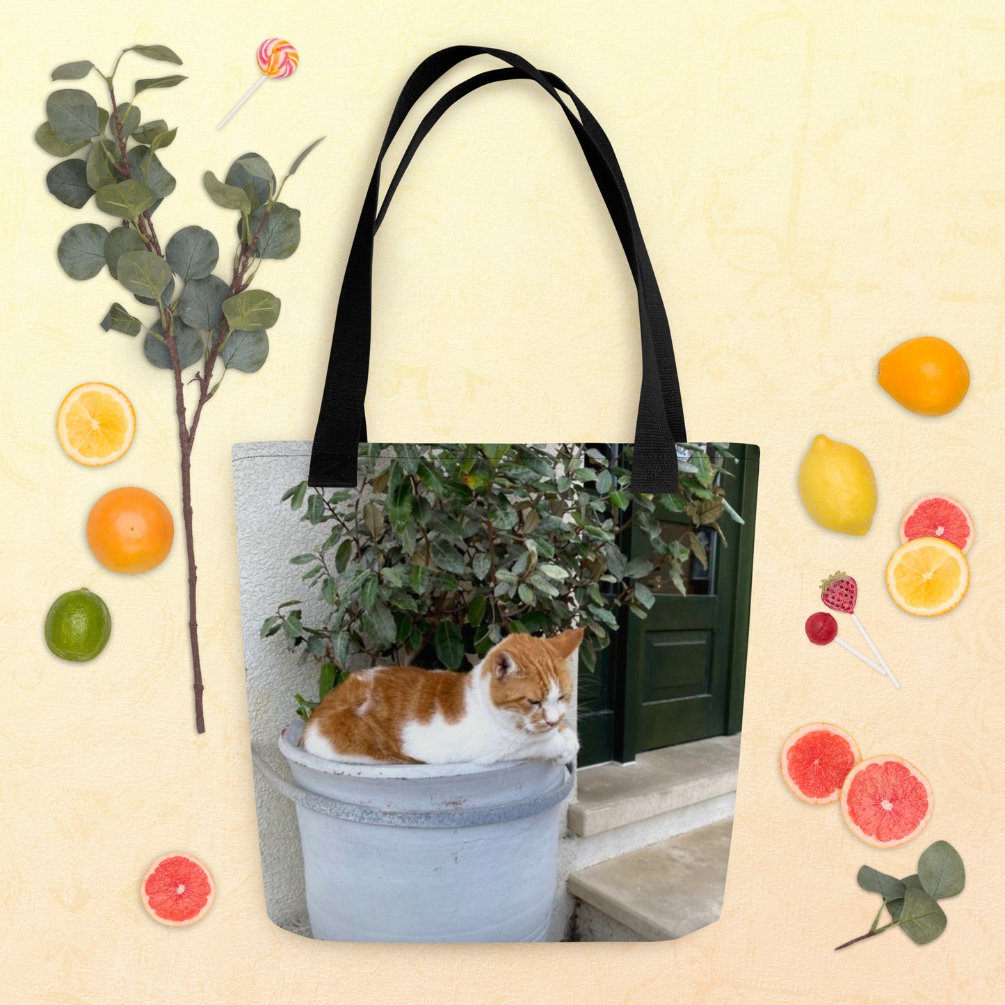 Greek Cat in Flower Pot Tote bag
